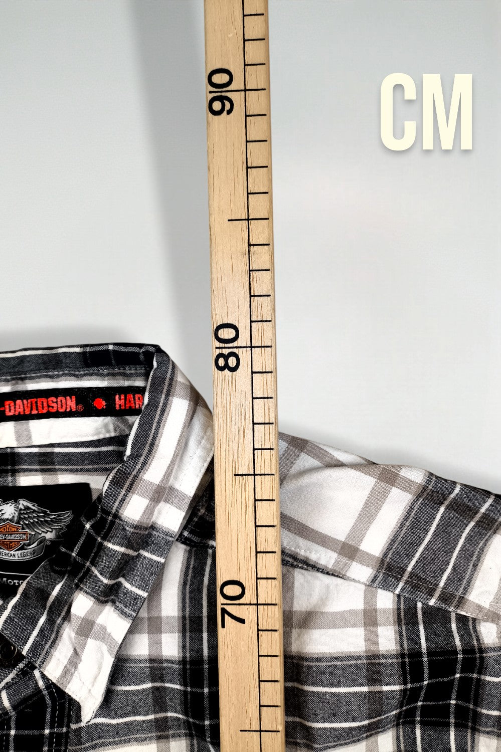 Camicia a maniche corte a quadri vintage Harley-Davidson, nera e bianca | Abbigliamento per motociclette anni 2000