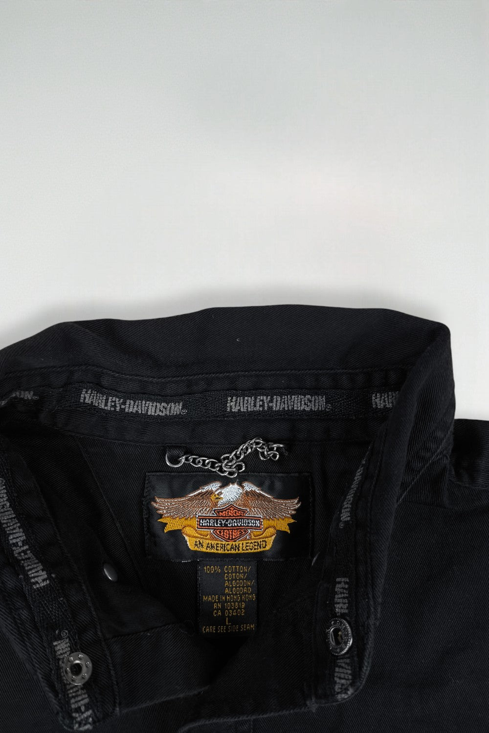 Camicia da lavoro vintage Harley-Davidson ricamata nera | Abbigliamento motociclista Y2K