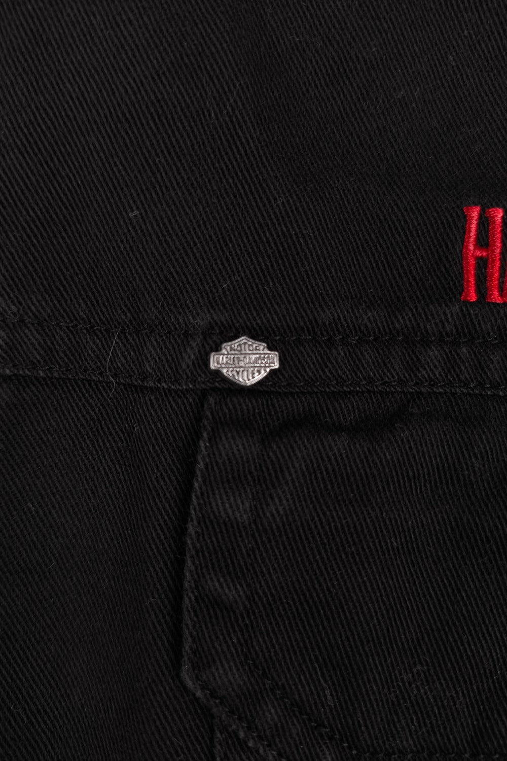 Camicia da lavoro vintage Harley-Davidson ricamata nera | Abbigliamento motociclista Y2K