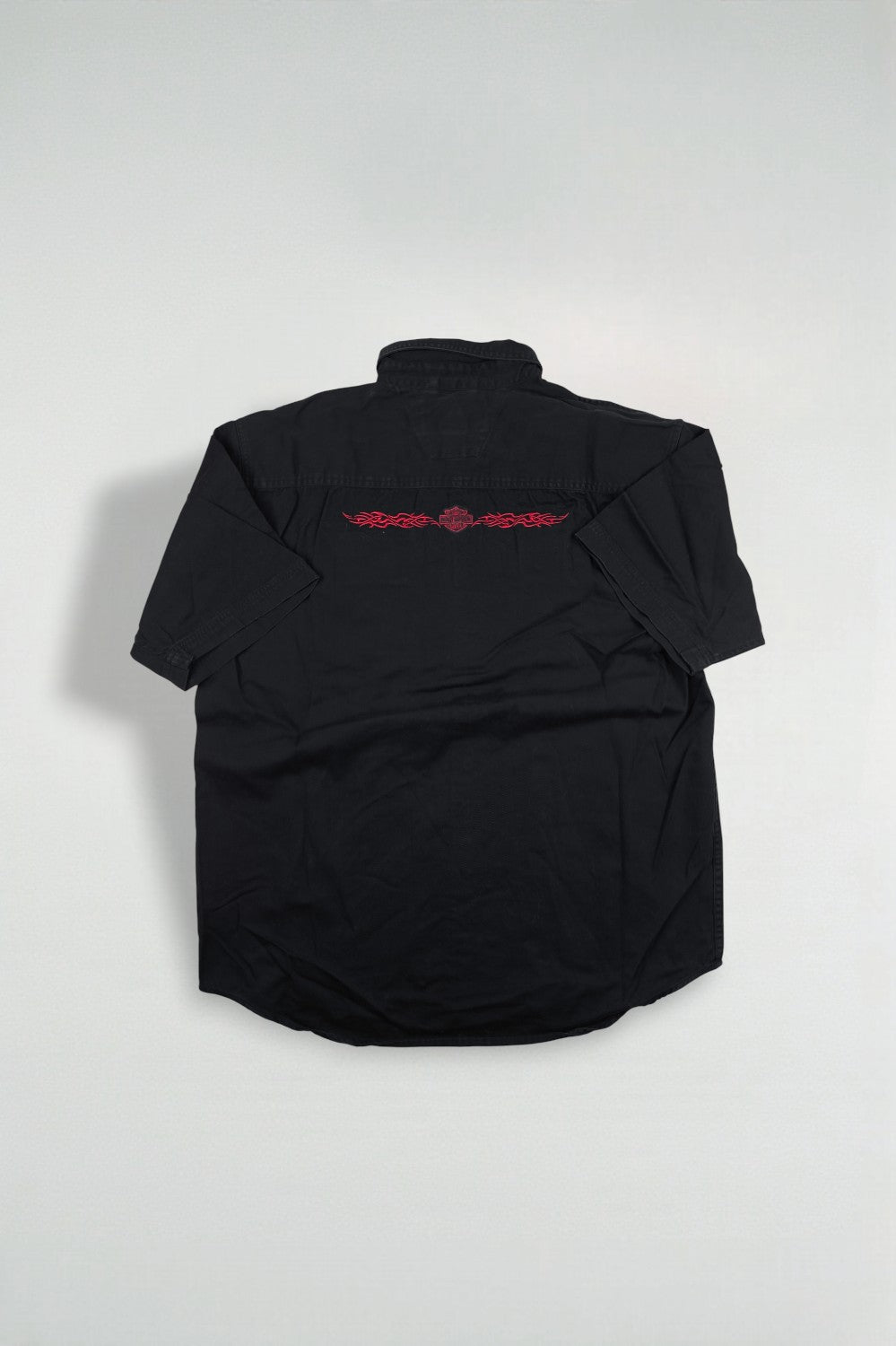 Camicia da lavoro vintage Harley-Davidson ricamata nera | Abbigliamento motociclista Y2K