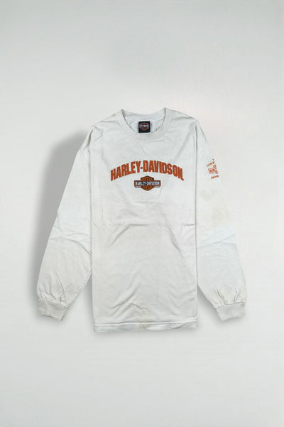 Maglietta a maniche lunghe vintage Harley-Davidson Amarillo Texas bianca | Abbigliamento da motociclista anni 2000