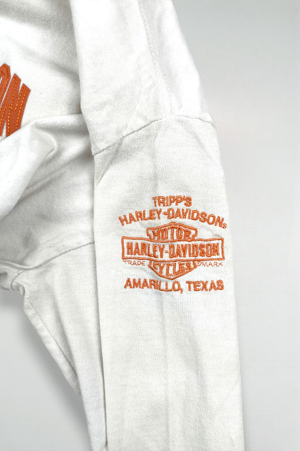 Maglietta a maniche lunghe vintage Harley-Davidson Amarillo Texas bianca | Abbigliamento da motociclista anni 2000