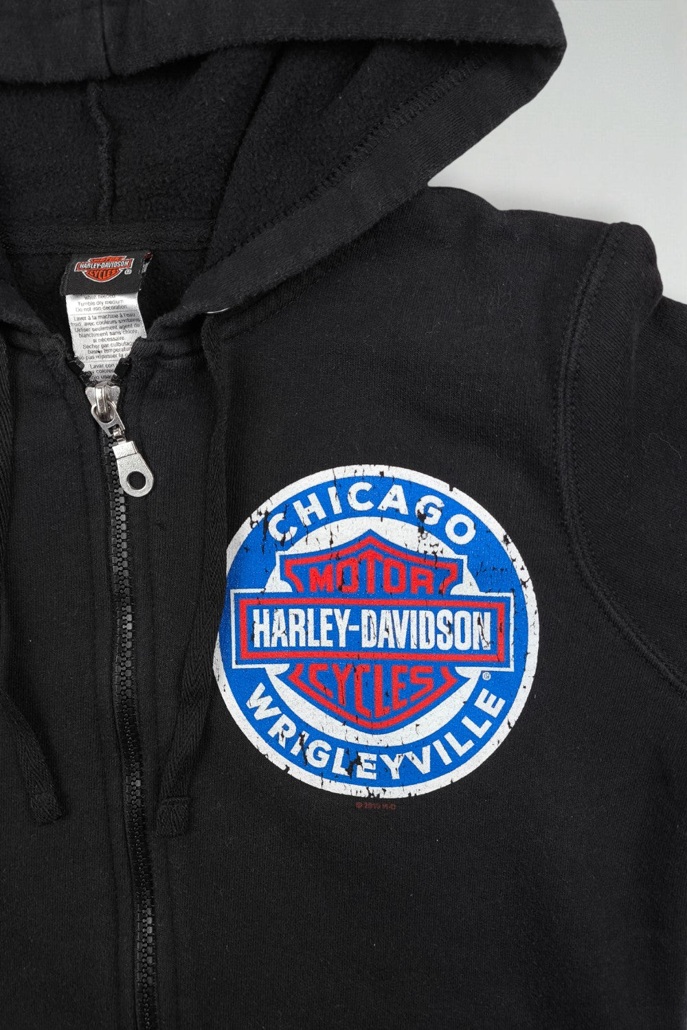 Felpa con cappuccio vintage Harley-Davidson Chicago Wrigleyville nera | Abbigliamento motociclistico anni 2000