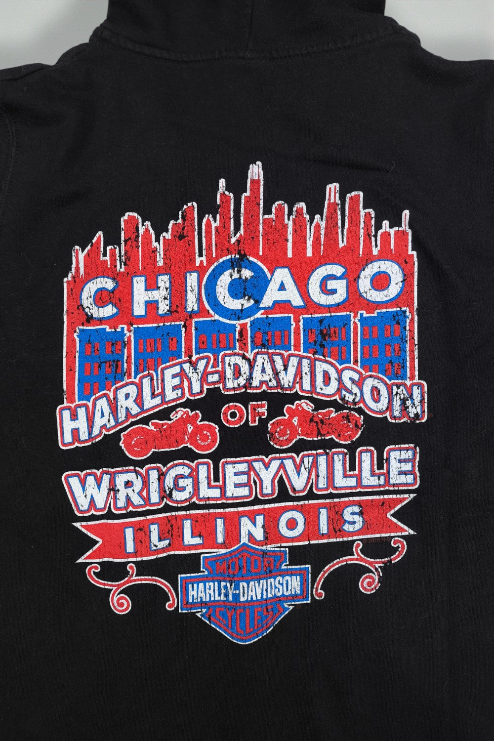 Felpa con cappuccio vintage Harley-Davidson Chicago Wrigleyville nera | Abbigliamento motociclistico anni 2000