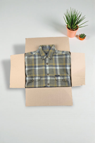 Camicia in flanella scozzese Harley-Davidson vintage grigio oliva | Camicia da lavoro con bottoni anni '90