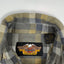 Camicia in flanella scozzese Harley-Davidson vintage grigio oliva | Camicia da lavoro con bottoni anni '90