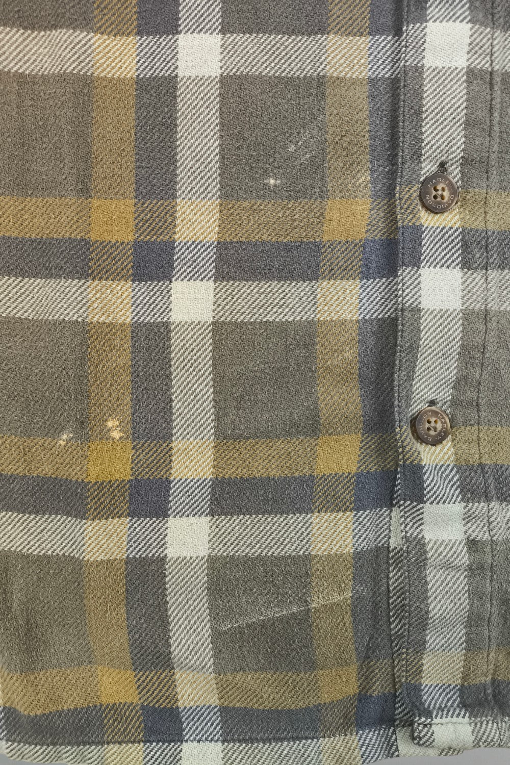 Camicia in flanella scozzese Harley-Davidson vintage grigio oliva | Camicia da lavoro con bottoni anni '90
