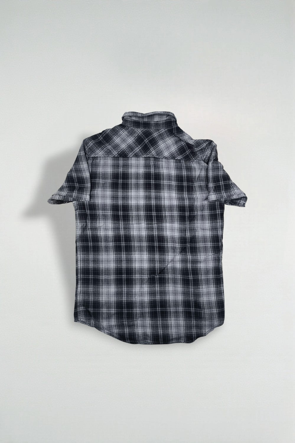 Camicia a maniche corte con bottoni a quadri Harley-Davidson vintage grigia | Abbigliamento da motociclista anni 2000