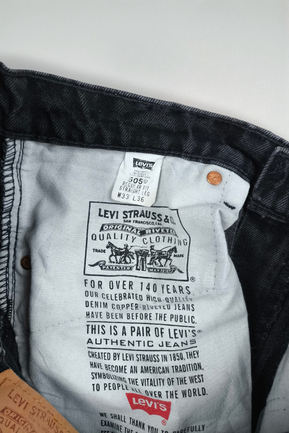 Jeans Levi's 505 neri vintage | Gamba dritta anni '90