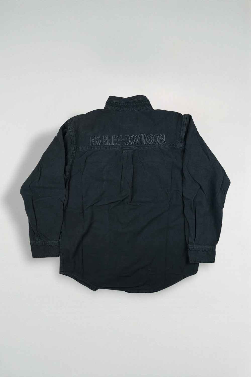 Camicia da lavoro nera vintage Harley-Davidson | Abbigliamento motociclistico anni 2000