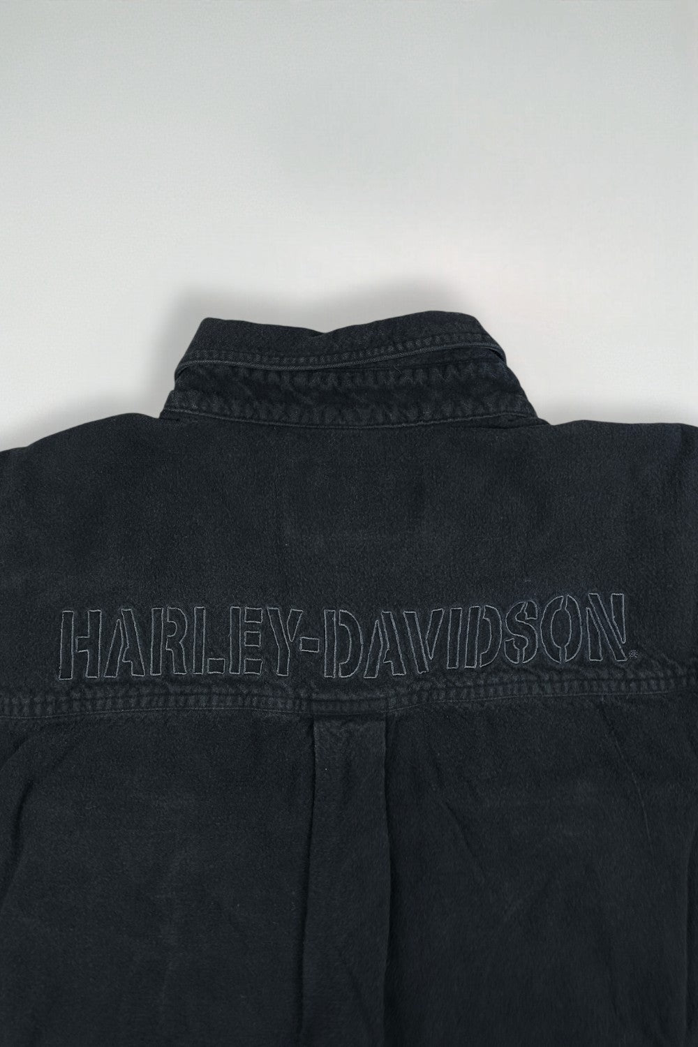 Camicia da lavoro nera vintage Harley-Davidson | Abbigliamento motociclistico anni 2000