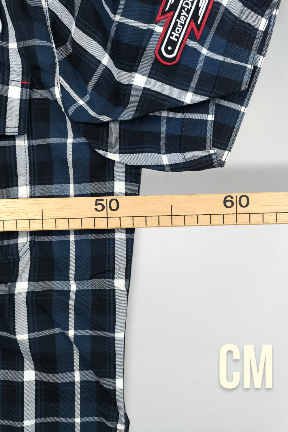 Camicia a maniche corte a quadri vintage Harley-Davidson blu navy | Abbigliamento da lavoro anni 2000