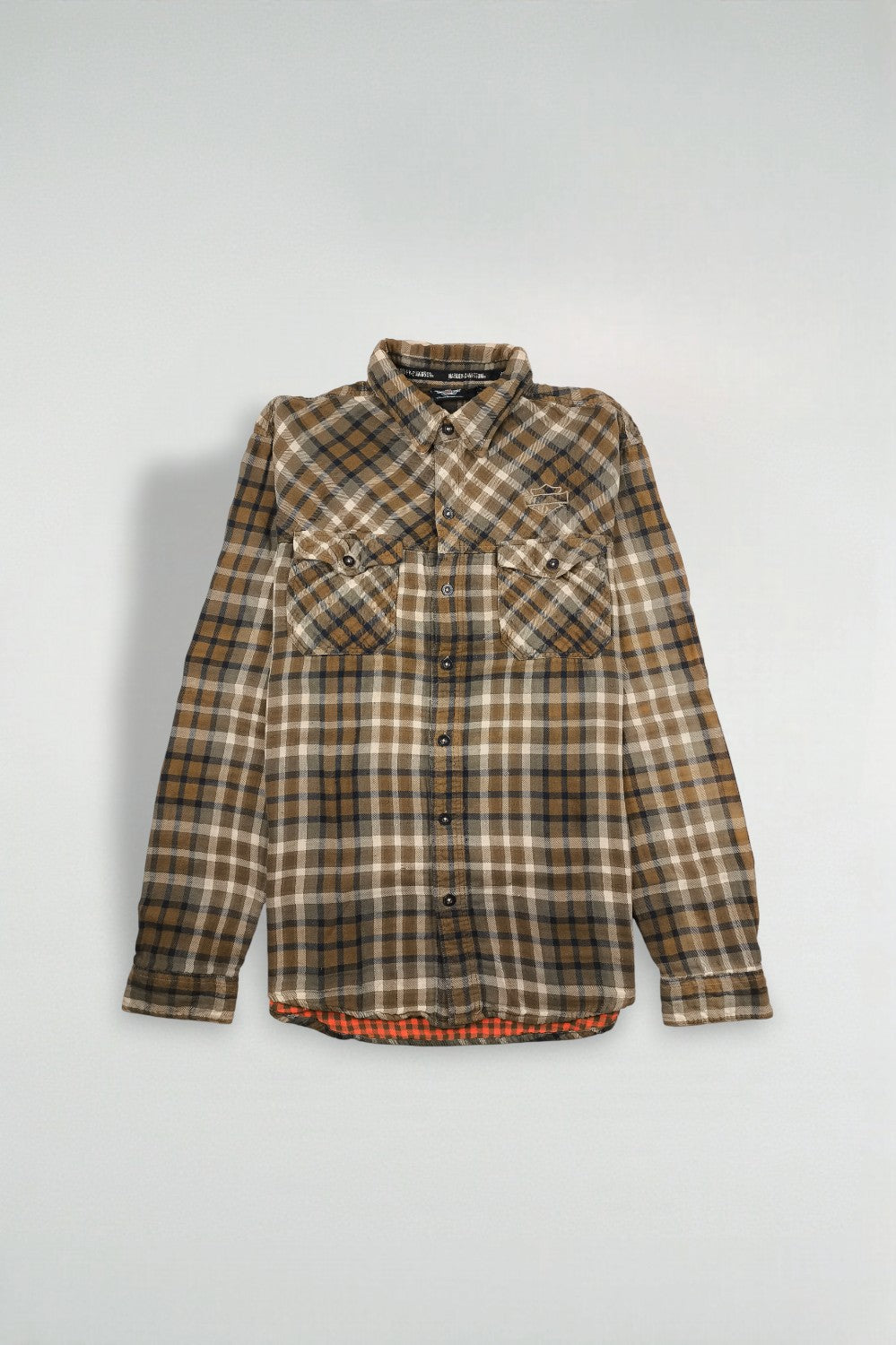 Camicia in flanella a quadri vintage Harley-Davidson marrone beige | Abbigliamento da lavoro anni 2000