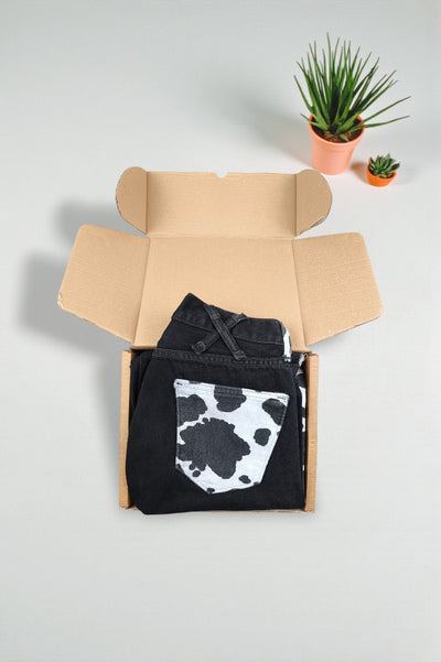 Vintage Levi’s Custom Rework Cow Print Panel Jeans Black | 2000s Denim Pants