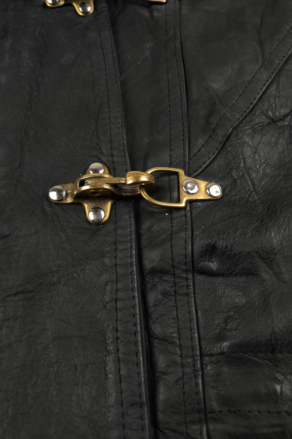 Giacca da pompiere vintage in pelle nera Minigance | Capispalla francese anni '90