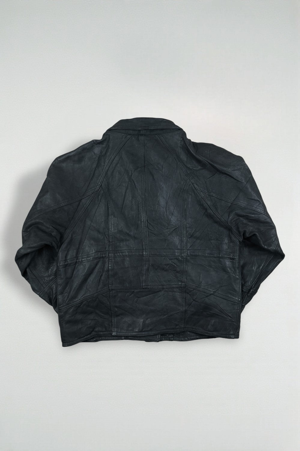 Giacca da pompiere vintage in pelle nera Minigance | Capispalla francese anni '90