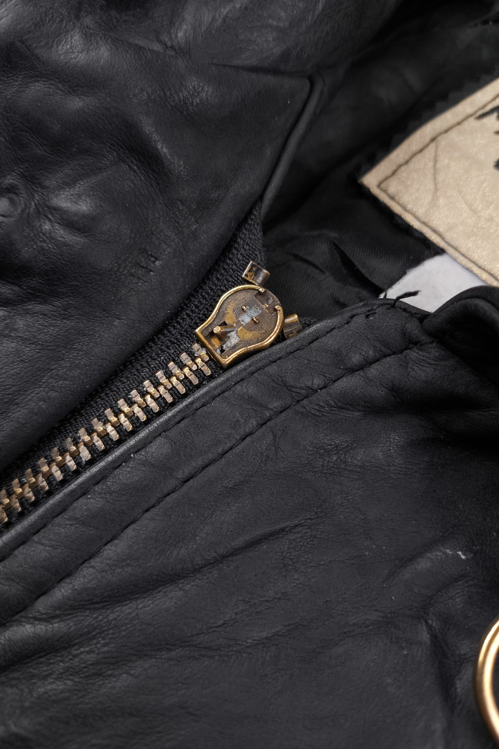 Giacca da pompiere vintage in pelle nera Minigance | Capispalla francese anni '90