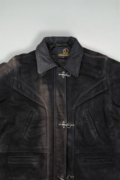 Giacca da pompiere in pelle vintage Pôle Nord marrone scuro | Capispalla francese anni '90
