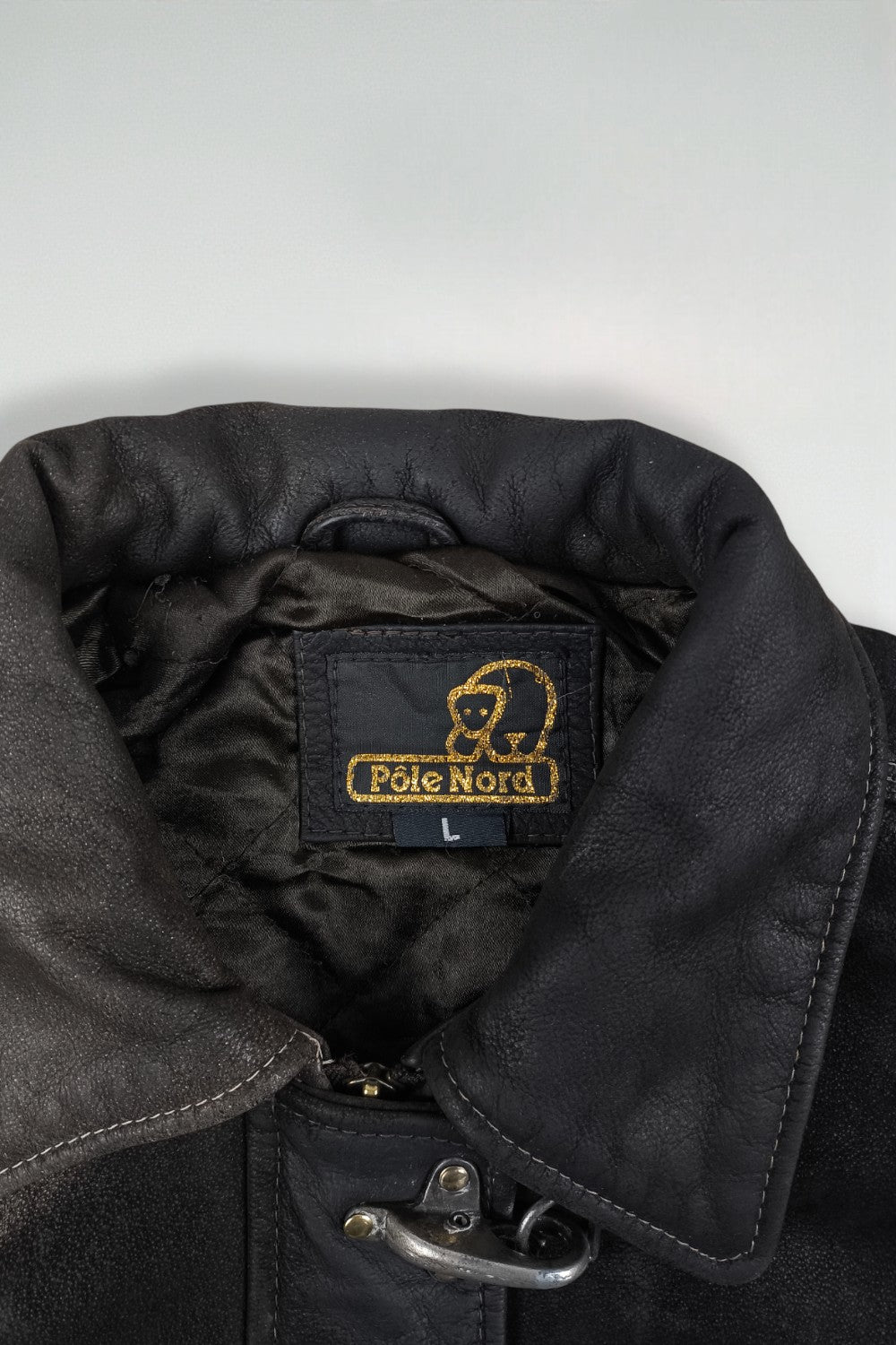 Giacca da pompiere in pelle vintage Pôle Nord marrone scuro | Capispalla francese anni '90