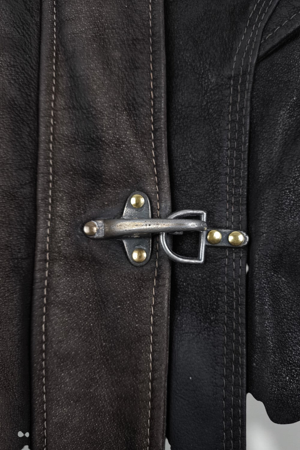 Giacca da pompiere in pelle vintage Pôle Nord marrone scuro | Capispalla francese anni '90