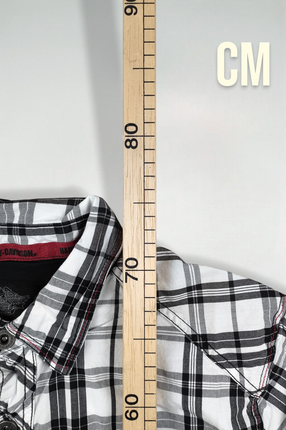 Camicia a maniche corte vintage Harley-Davidson a quadri, nera e bianca | Abbigliamento da lavoro per motociclisti Y2K