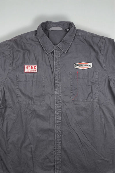 Camicia da lavoro vintage Harley-Davidson HDMC Loud &amp; Proud grigia | Abbigliamento da motociclista anni 2000