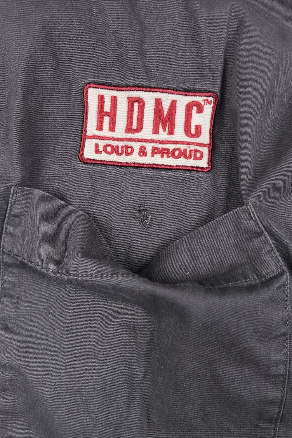 Camicia da lavoro vintage Harley-Davidson HDMC Loud &amp; Proud grigia | Abbigliamento da motociclista anni 2000
