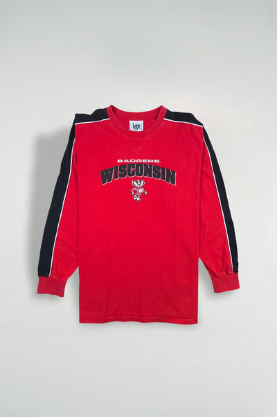 Maglia a maniche lunghe vintage Lee Sport Wisconsin Badgers rossa | Abbigliamento NCAA anni 2000