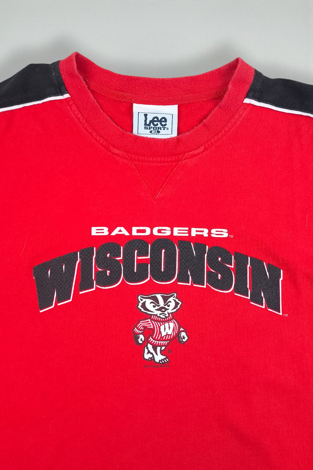Maglia a maniche lunghe vintage Lee Sport Wisconsin Badgers rossa | Abbigliamento NCAA anni 2000
