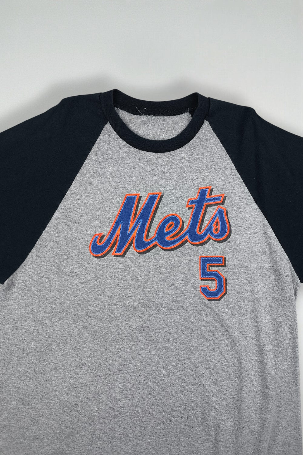 Maglietta da baseball vintage New York Mets Wright #5 Raglan grigia/nera | Abbigliamento MLB anni 2000