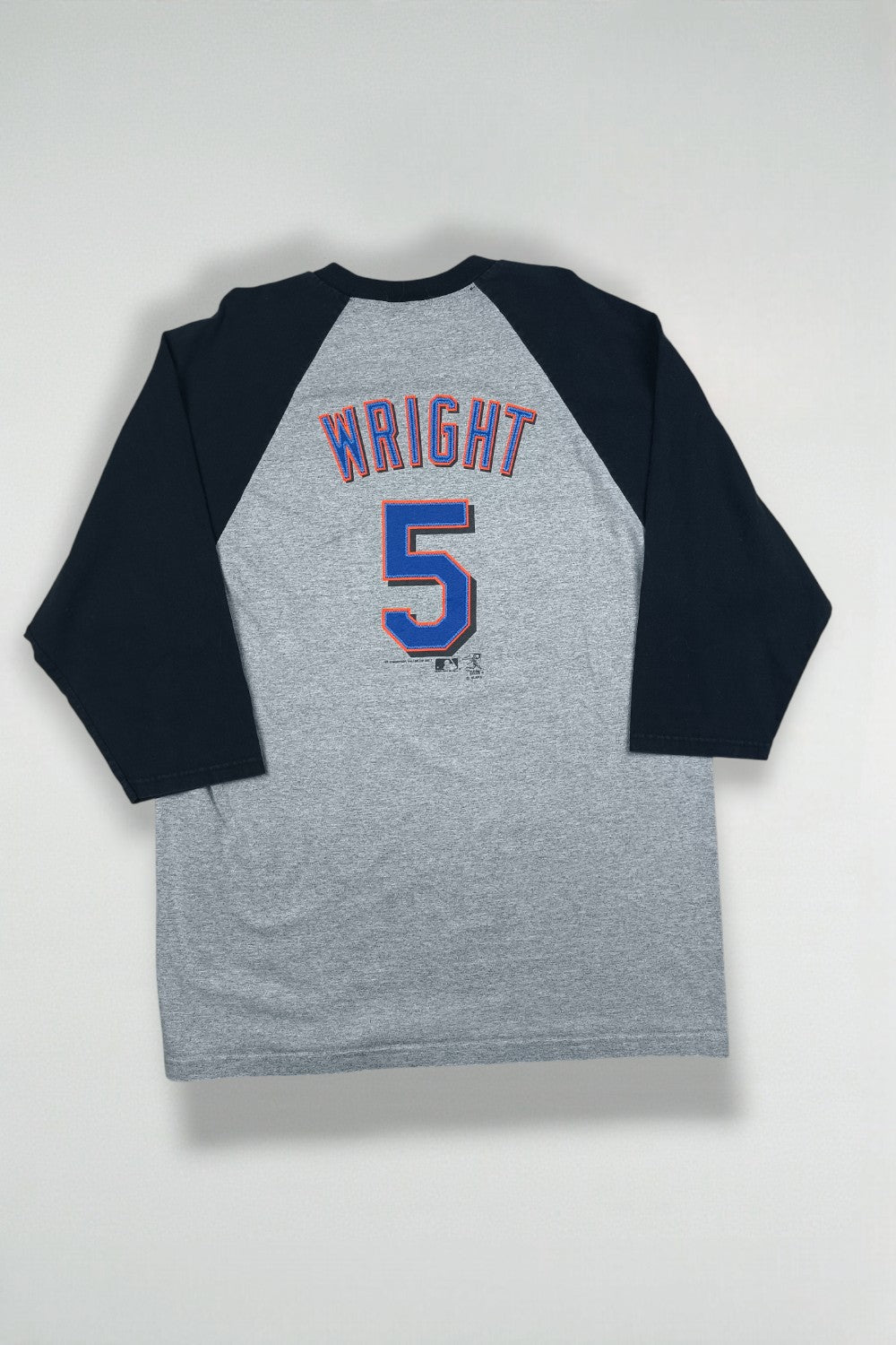 Maglietta da baseball vintage New York Mets Wright #5 Raglan grigia/nera | Abbigliamento MLB anni 2000