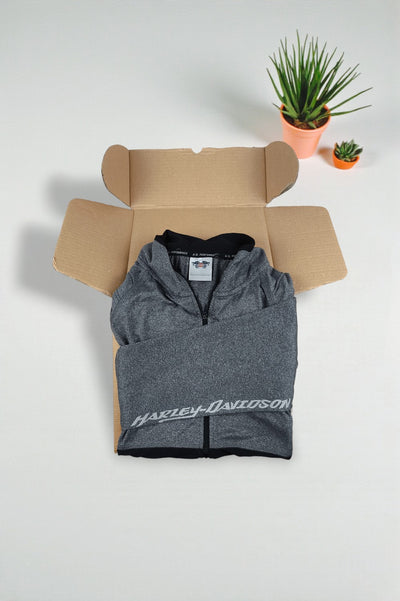 Giacca con cerniera Harley-Davidson HD Performance da donna di seconda mano, grigia/nera | Modern Activewear