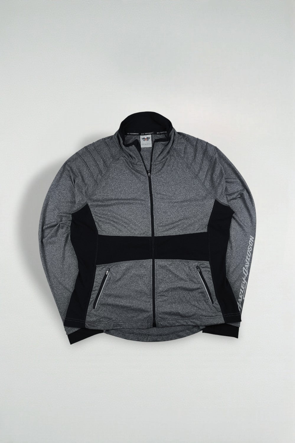 Giacca con cerniera Harley-Davidson HD Performance da donna di seconda mano, grigia/nera | Modern Activewear