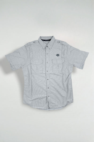 Camicia a maniche corte vintage Harley-Davidson grigia | Abbigliamento da lavoro Y2K