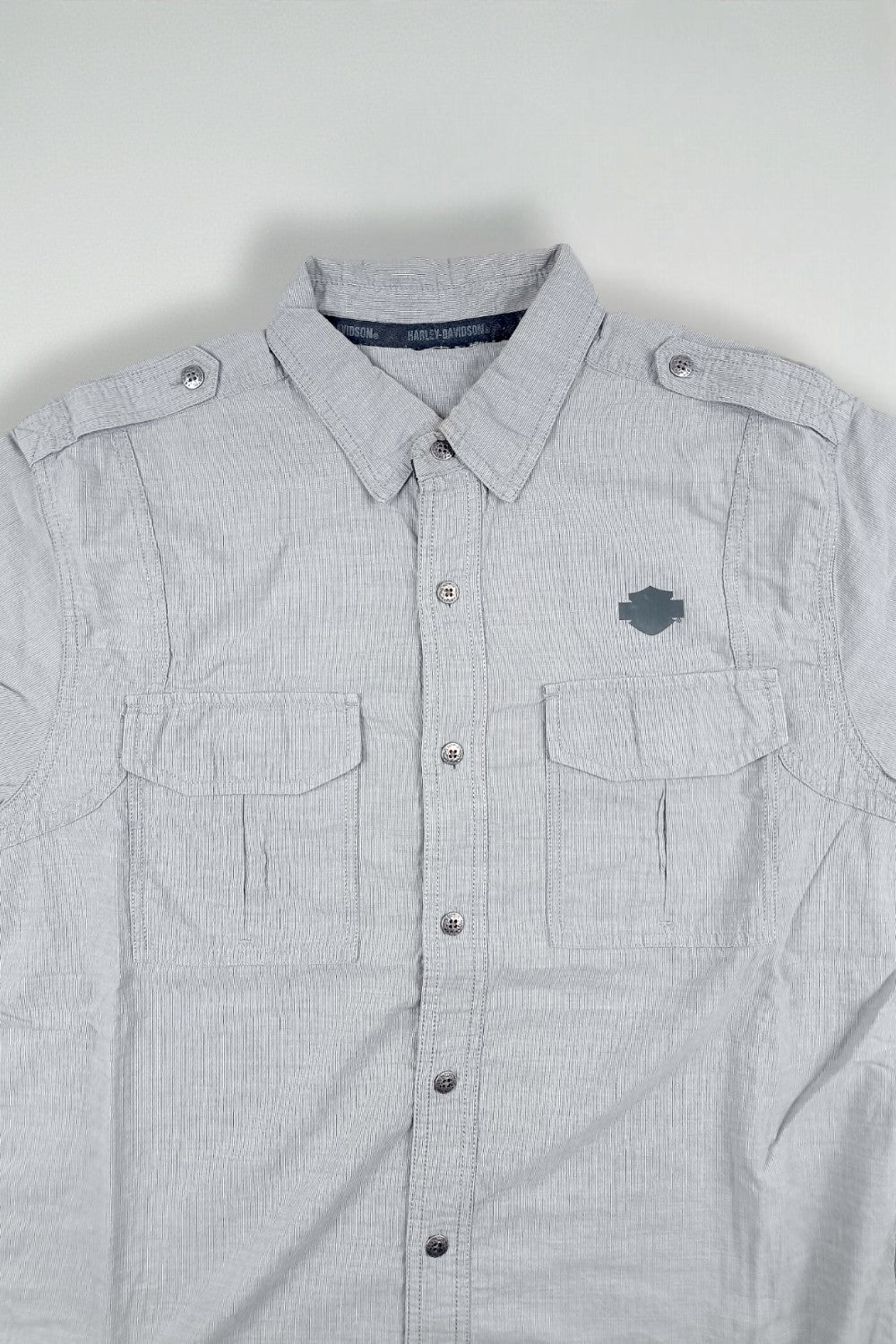 Camicia a maniche corte vintage Harley-Davidson grigia | Abbigliamento da lavoro Y2K