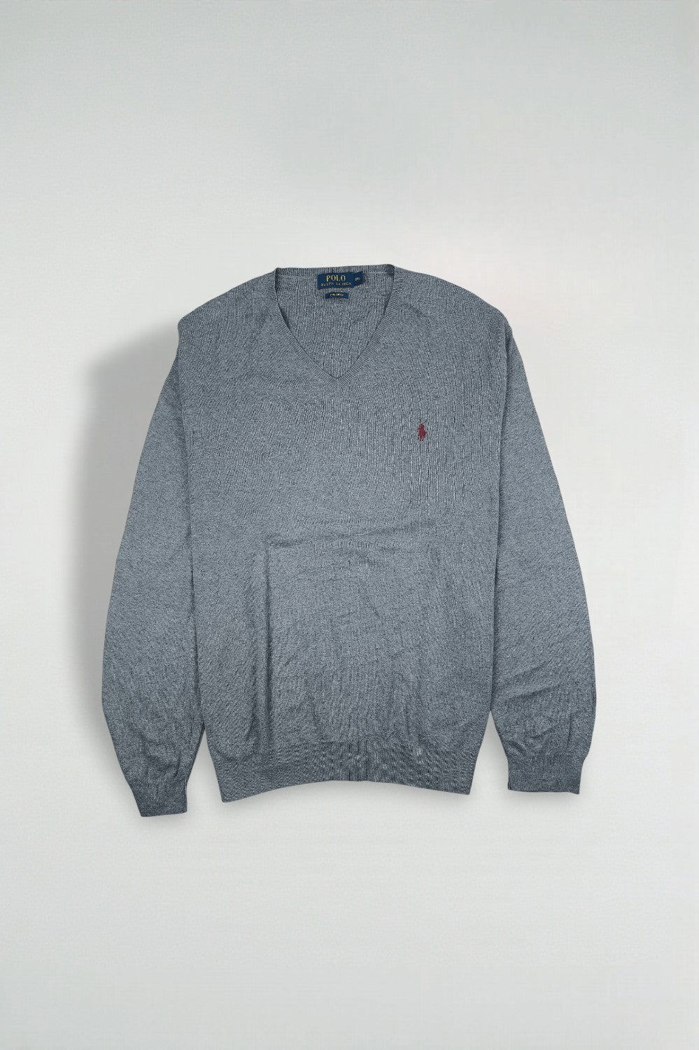 Maglione Polo Ralph Lauren con scollo a V grigio di seconda mano | Maglieria classica anni 2010