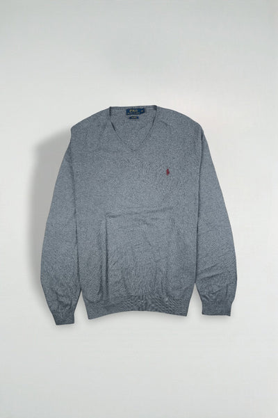 Maglione Polo Ralph Lauren con scollo a V grigio di seconda mano | Maglieria classica anni 2010