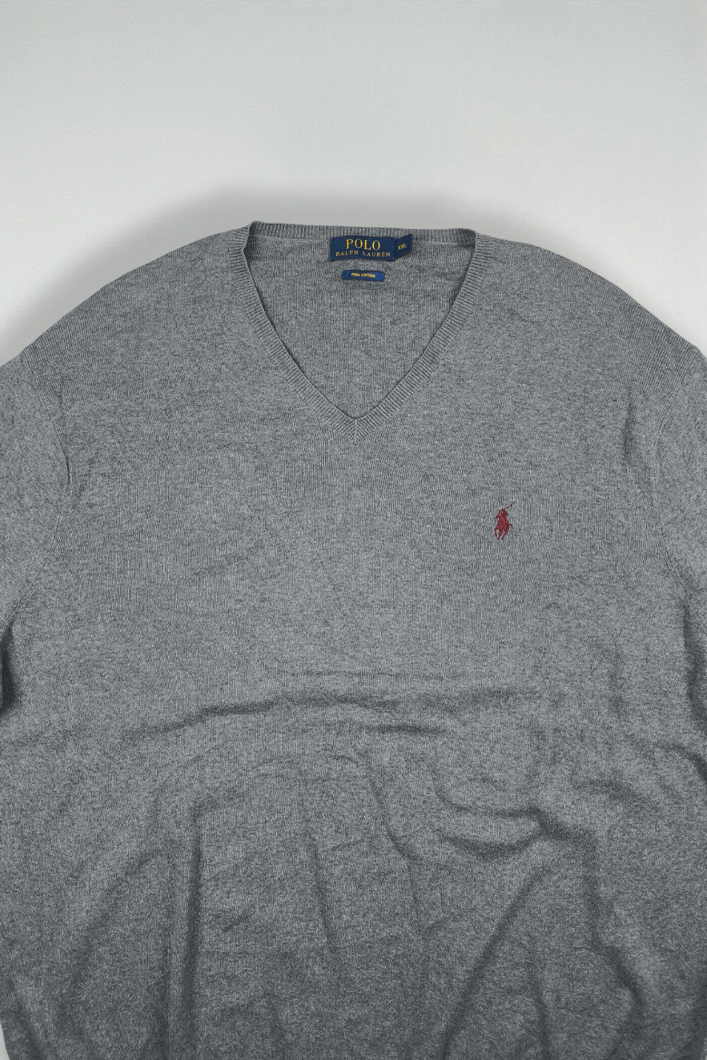 Maglione Polo Ralph Lauren con scollo a V grigio di seconda mano | Maglieria classica anni 2010