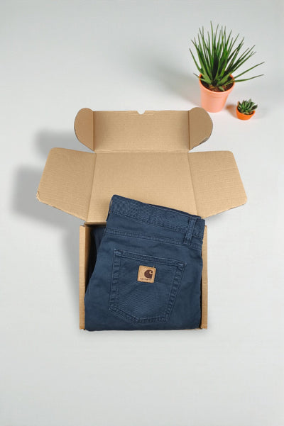 Pantaloni vintage Carhartt WIP Rebel blu scuro | Pantaloni da lavoro slim dritti