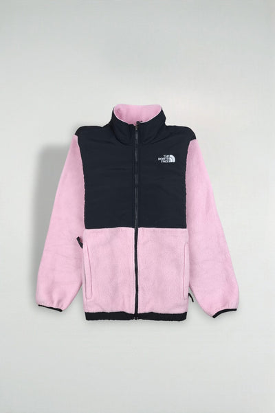 Giacca in pile Polartec Denali The North Face Vintage per ragazze, rosa e nera | Abbigliamento outdoor Y2K