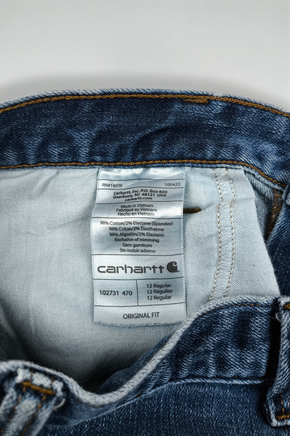 Jeans Carhartt Original Fit di seconda mano, modello dritto, blu | Modern Workwear Denim