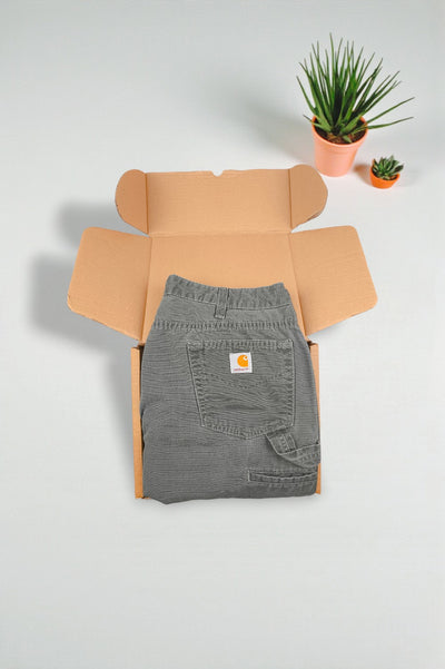 Vintage Carhartt Work Pants Grey/Green | 2000s Utility Bottoms