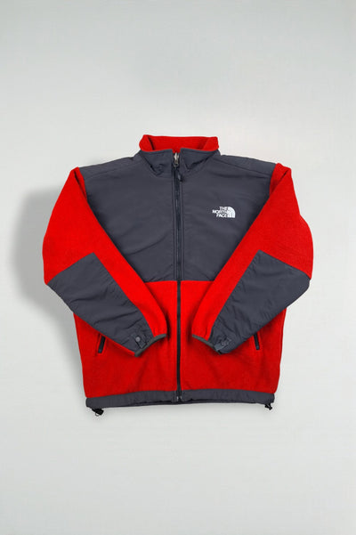 Giacca in pile vintage The North Face rossa/grigio scuro | Giacca da esterno con cerniera completa per ragazzi