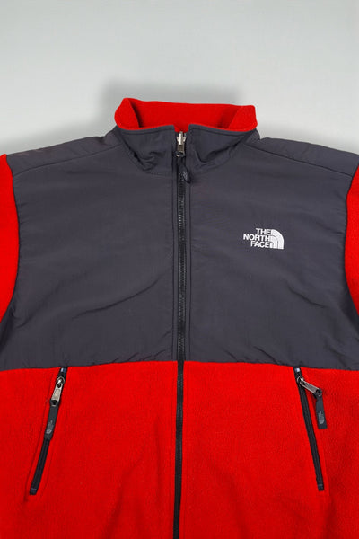 Giacca in pile vintage The North Face rossa/grigio scuro | Giacca da esterno con cerniera completa per ragazzi