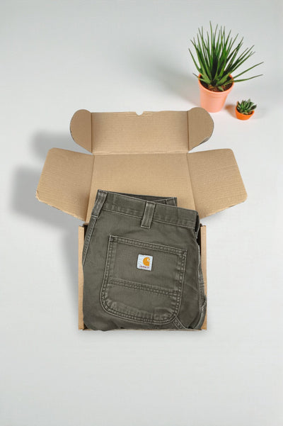 Pantaloni da lavoro vintage Carhartt B324 DFE verde oliva | Pantaloni da carpentiere multiuso anni 2000