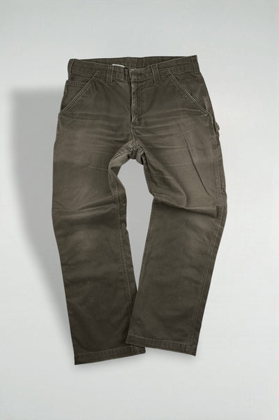 Pantaloni da lavoro vintage Carhartt B324 DFE verde oliva | Pantaloni da carpentiere multiuso anni 2000
