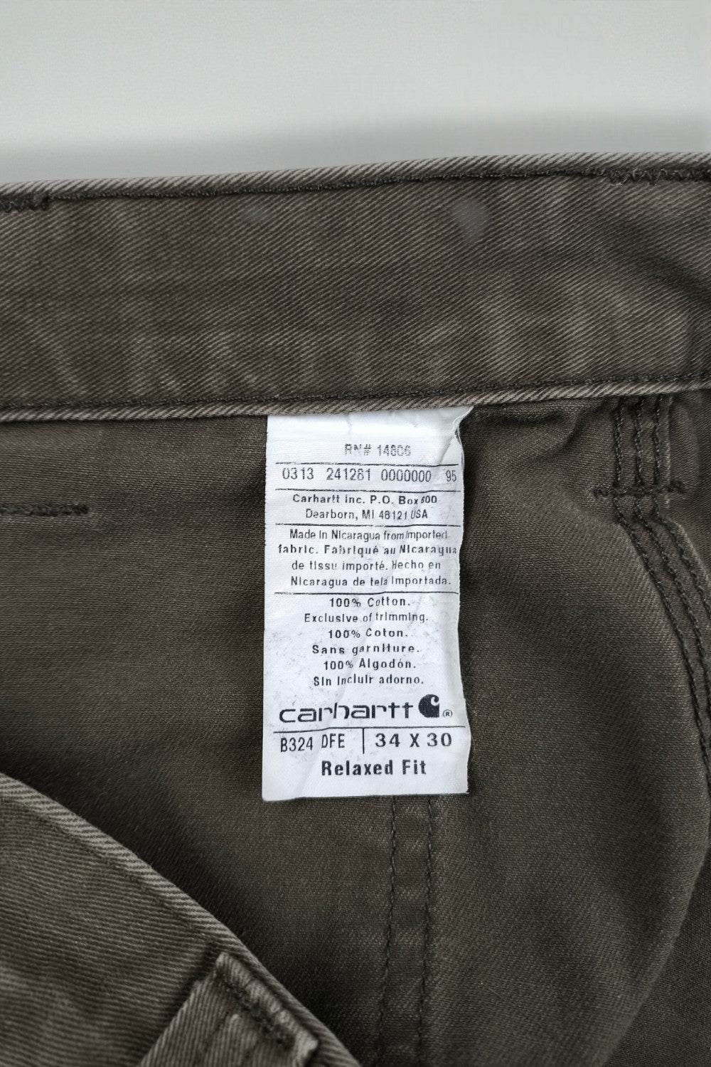 Vintage Carhartt B324 DFE Work Pants Olive Green | 2000s Utility Carpenter Trousers