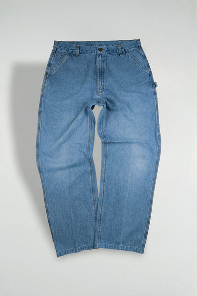 Pantaloni da carpentiere vintage Carhartt B13 STW in denim blu | Abbigliamento da lavoro anni 2000