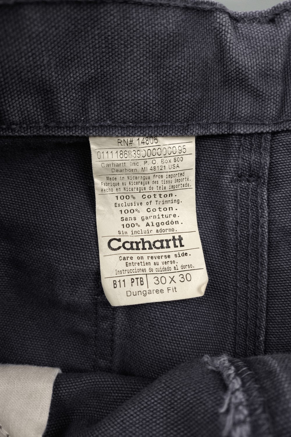 Pantaloni da lavoro vintage Carhartt B11 Dungaree Fit grigi | Abbigliamento da lavoro anni 2000