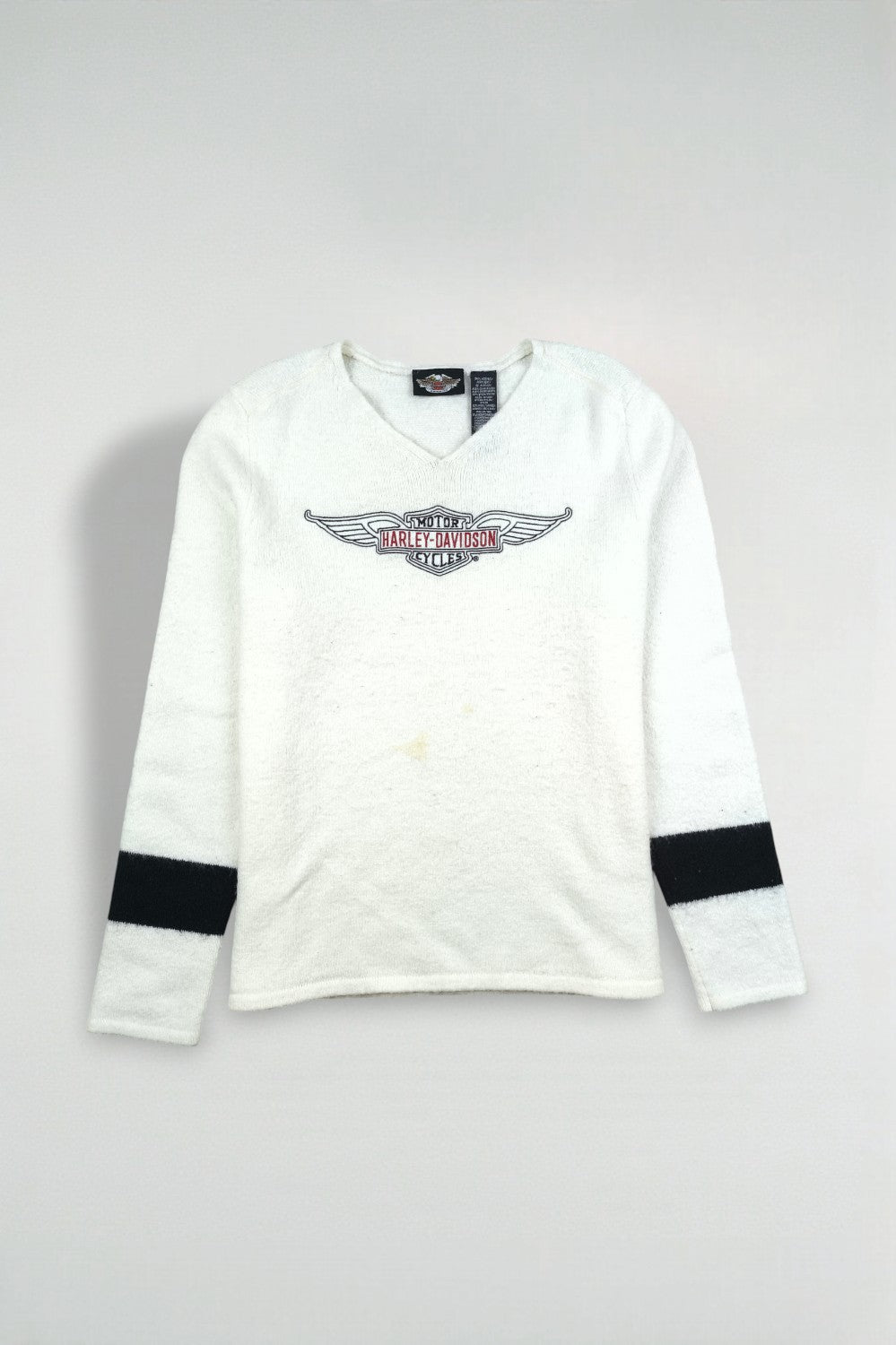 Maglione lavorato a maglia con logo Harley-Davidson vintage bianco | Abbigliamento motociclistico anni 2000